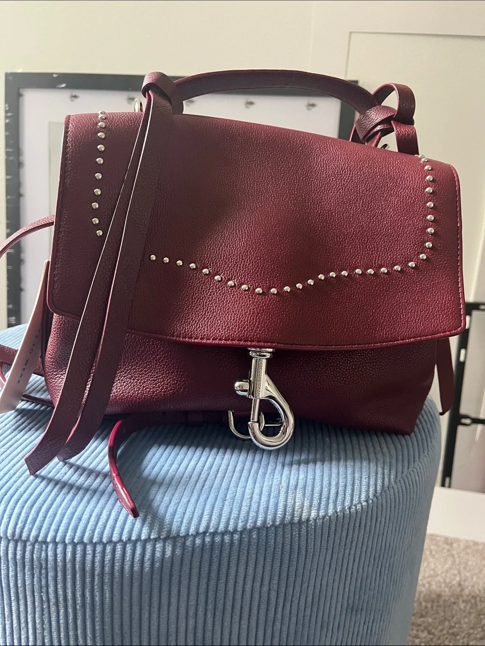 STELLA MCCARTNEY FOR REBECCA MINKOFF Women's Leather Satchel Handbag in Burgundy
